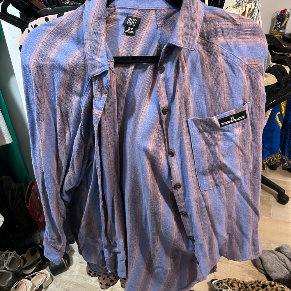 BDG Blue and Pink Striped Shirt